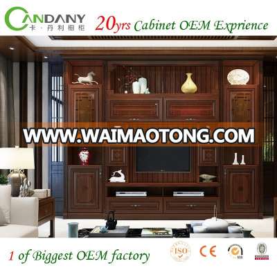 Teak wood tv cabinet design ,2017 new model tv cabinet with showcase