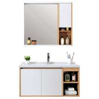 Modern Bathroom Vanity with LED light Mirror Wood Cabinets Wall Mounted